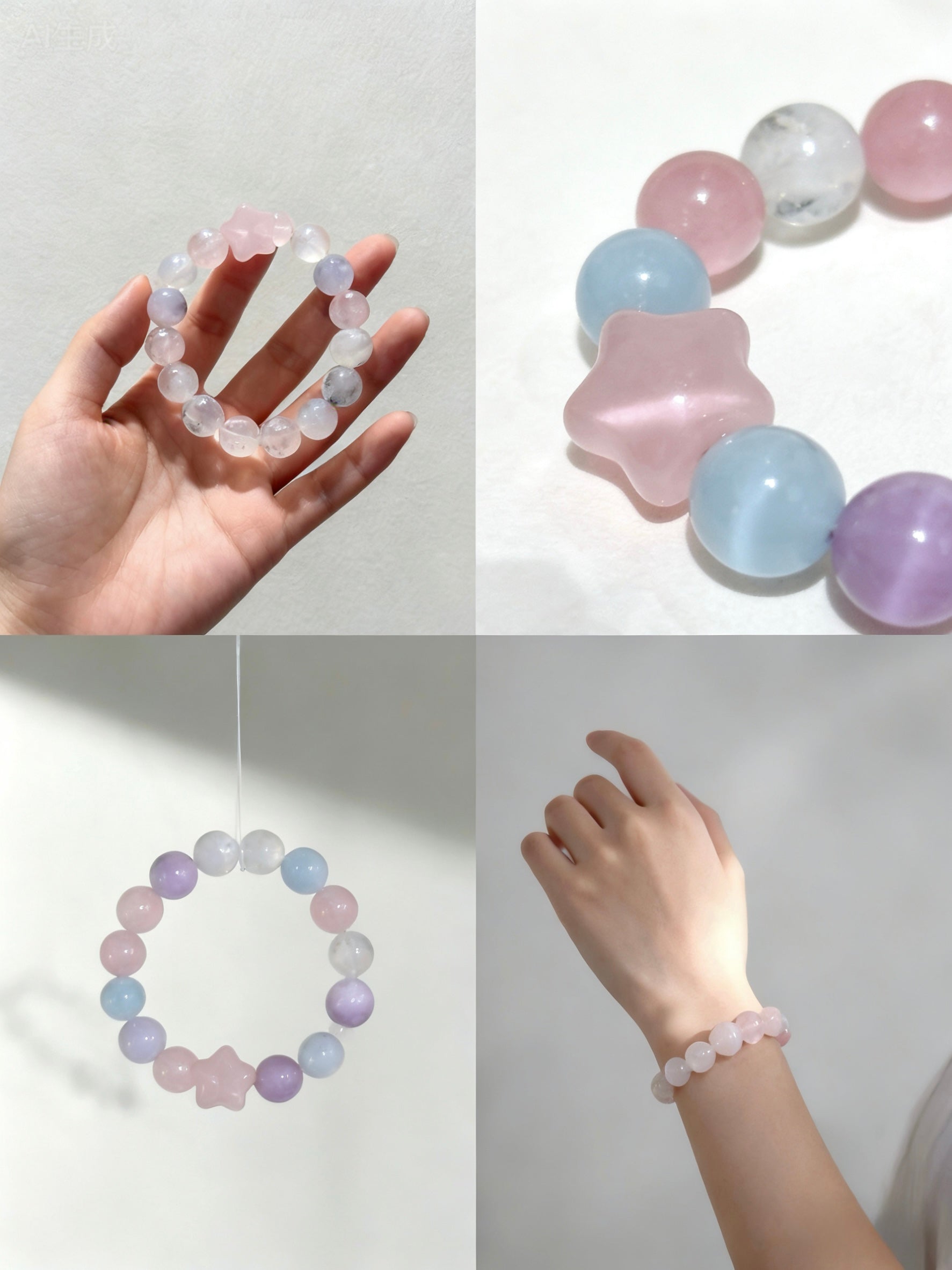 紫锂辉海蓝宝手链