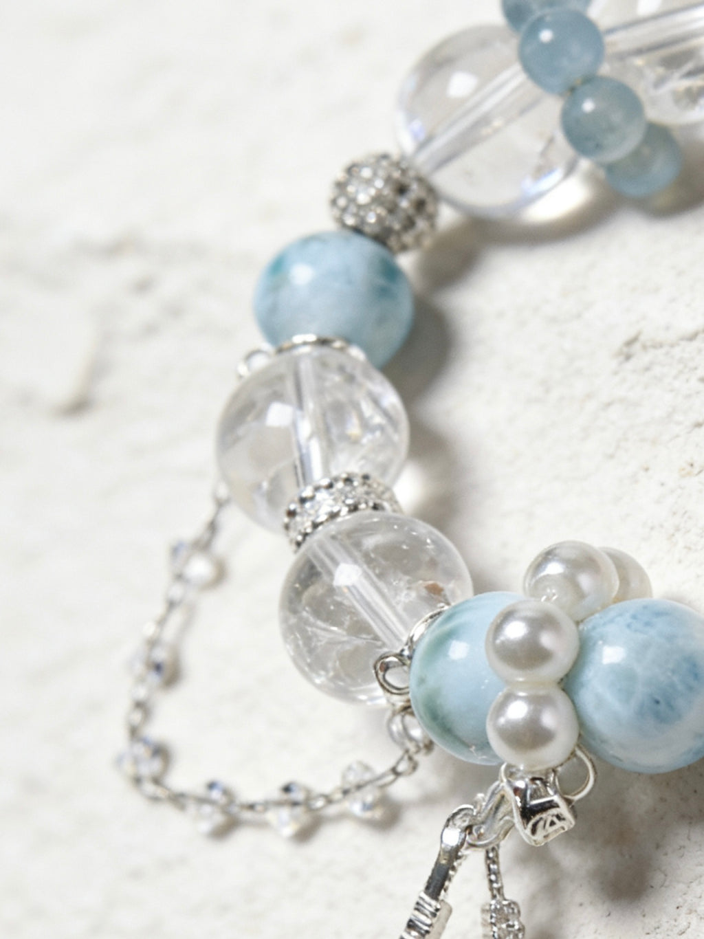 海纹石白阿塞粉晶手链