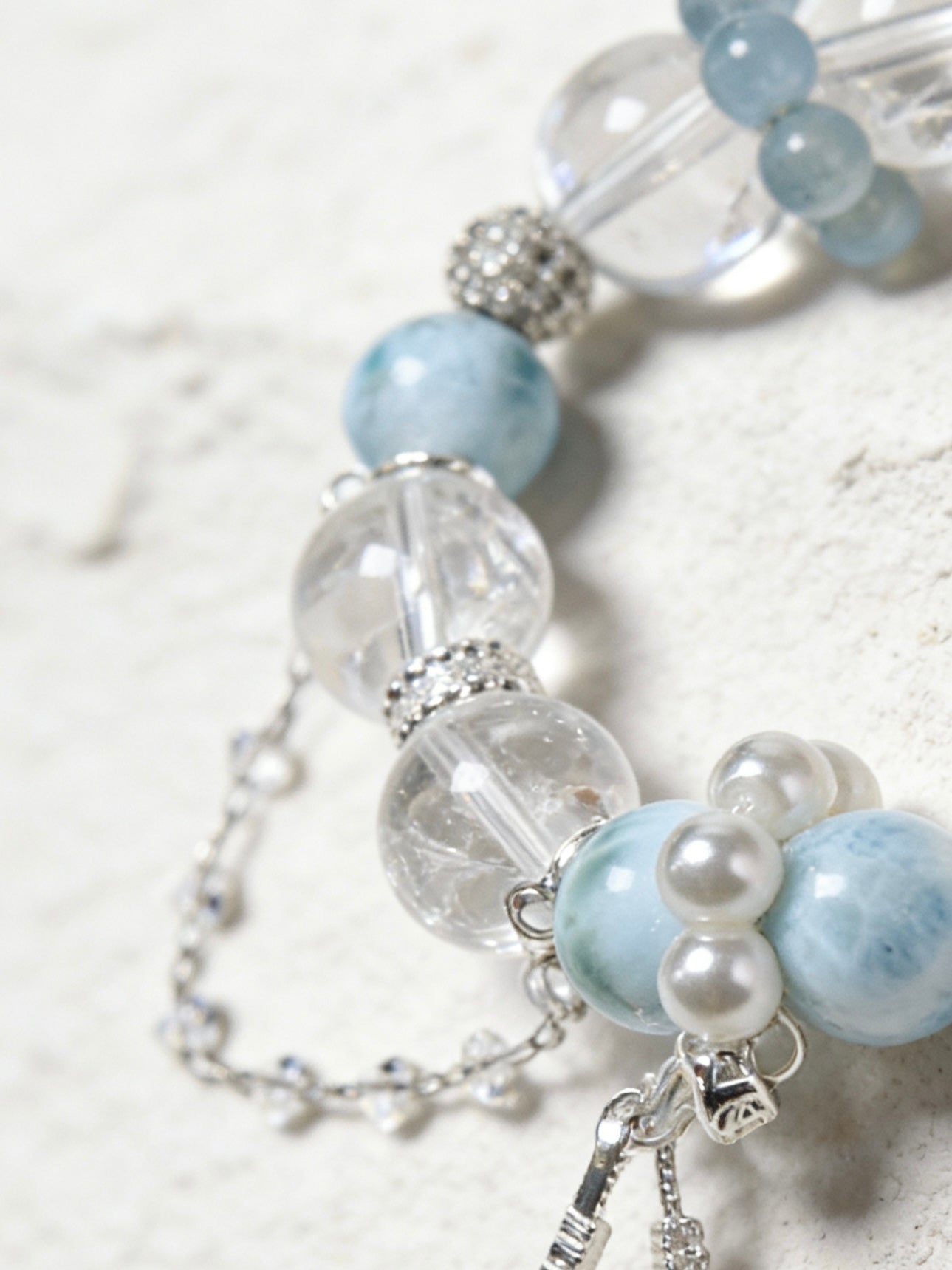 海纹石白阿塞粉晶手链