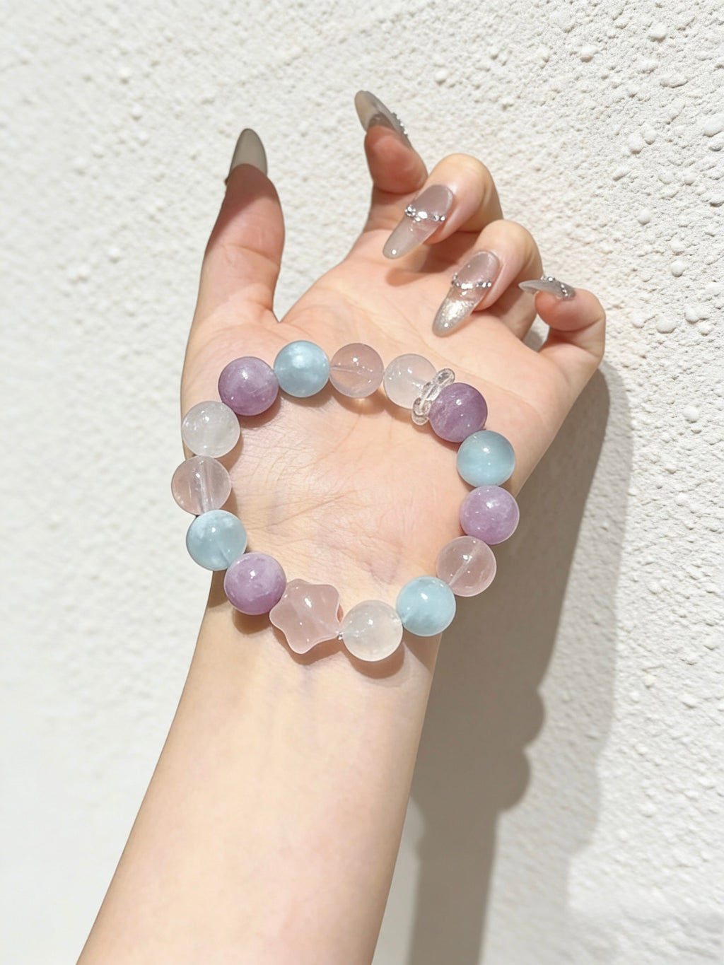 紫锂辉海蓝宝手链