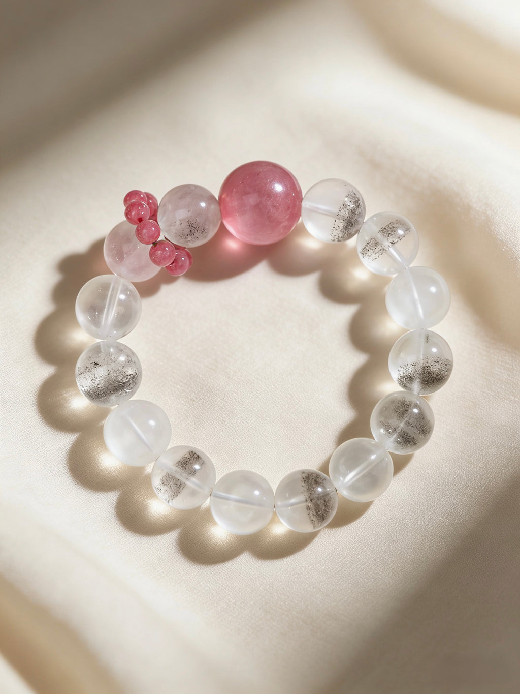 白幽灵粉蔷薇手链