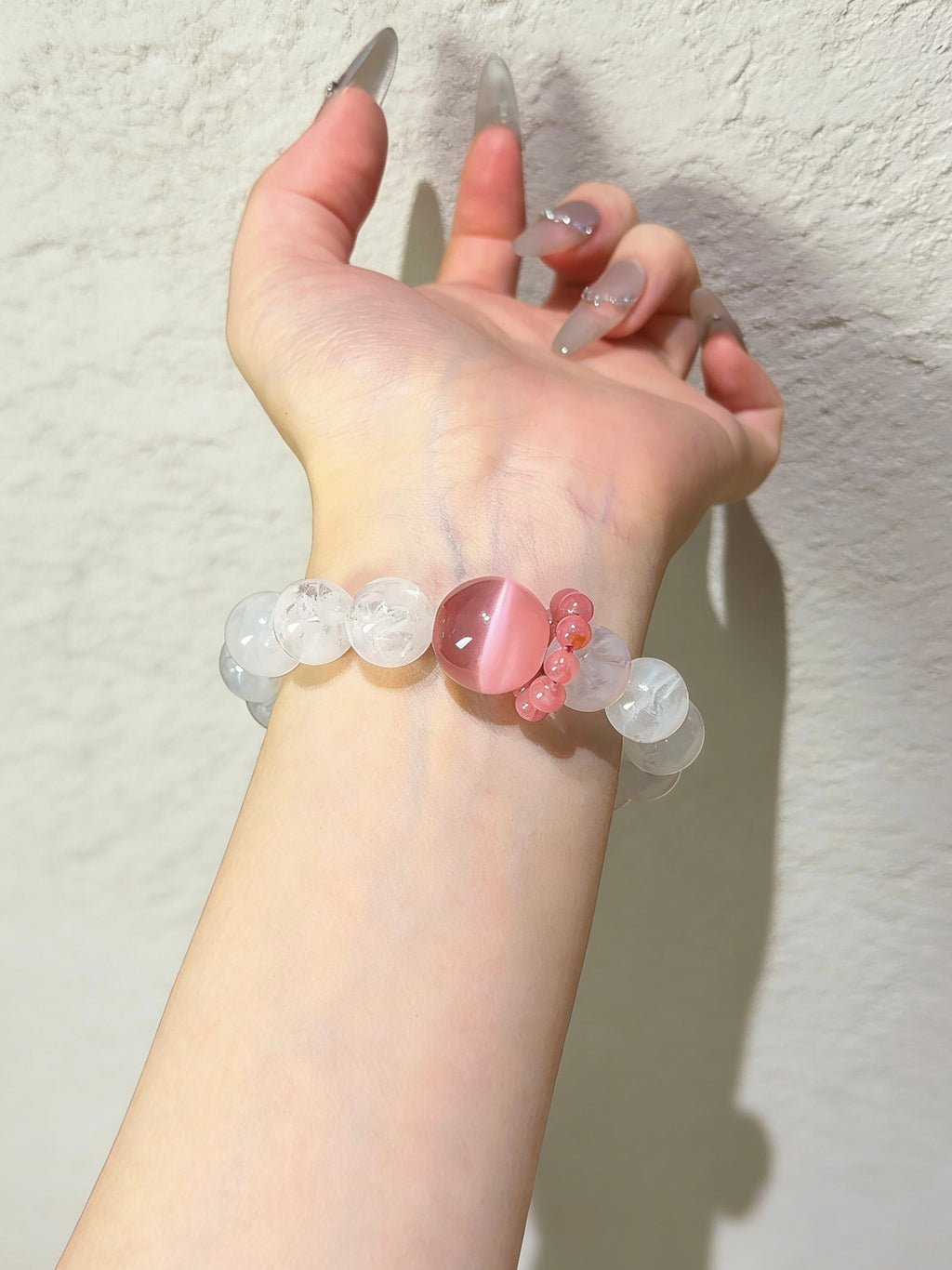 白幽灵粉蔷薇手链