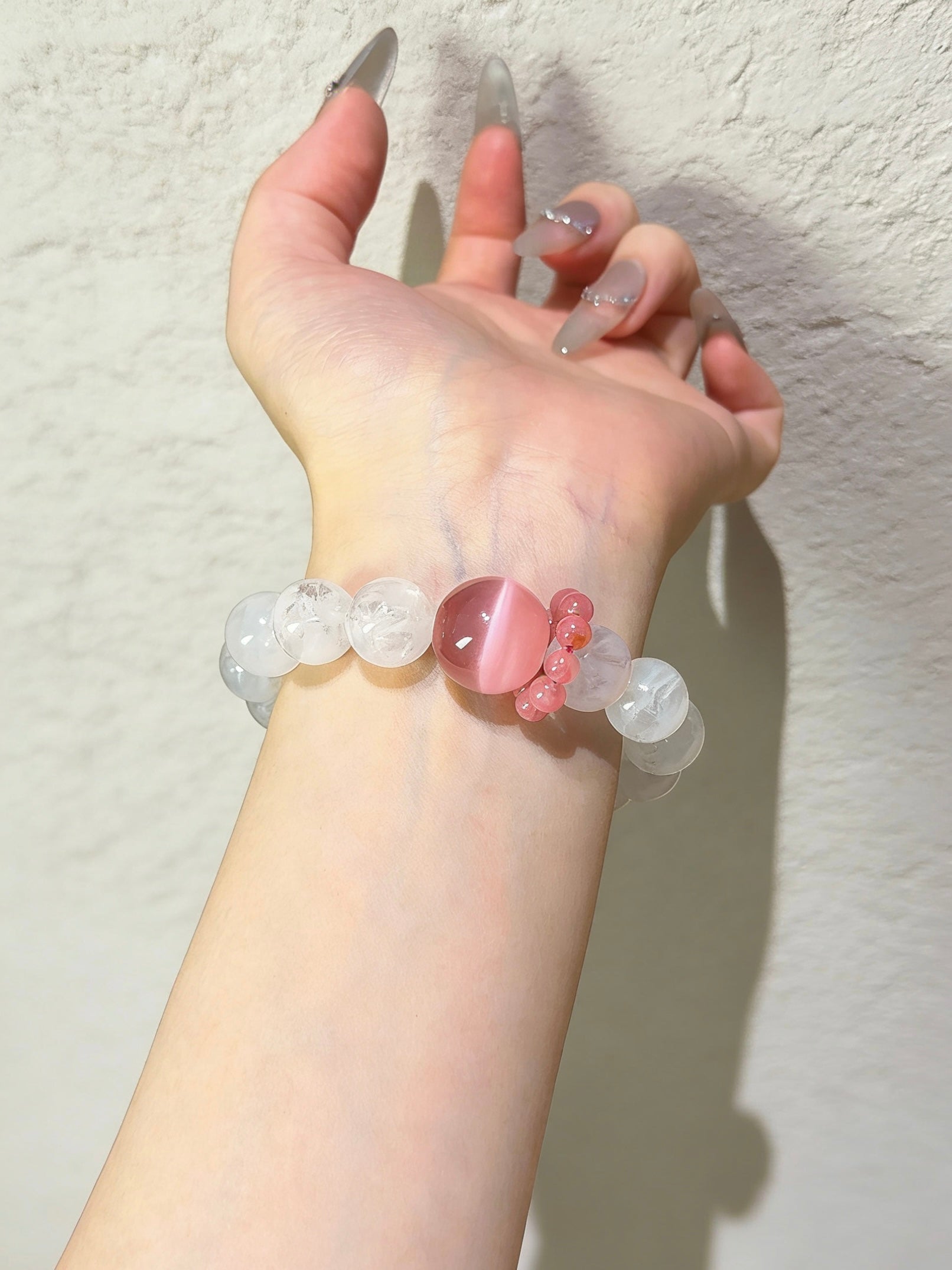 白幽灵粉蔷薇手链